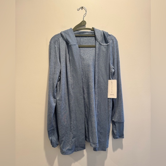 Athleta Sweaters - Athleta Uptempo Wrap Hooded Cardigan Blue NWT